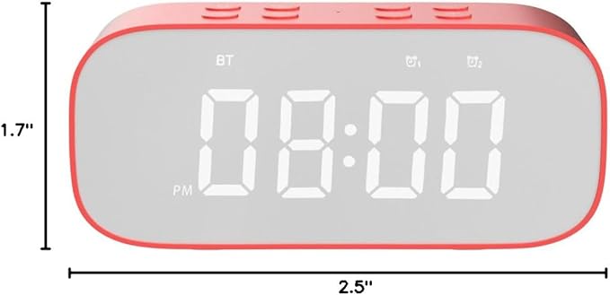 AFK Alarm Clock with Bluetooth Speaker,Digital Clock for Bedrooms,Alarm Clock for Heavy Sleepers Adults with Dual Alarm,Snooze,Dimmable LED Display.