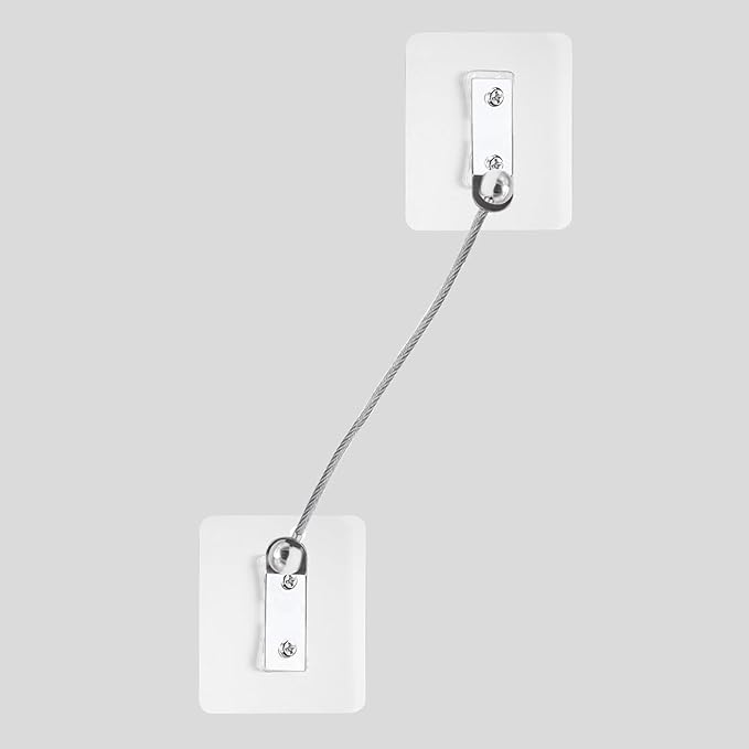 Furniture Anchors 2 Pairs No Drill Heavy Duty Anchors Fridge Lock Adjustable Self-Adhesive Safety Anti Tip Straps for Baby Proofing 220lbs Tension Earthquake Resistant Metal Straps Prevent Falling