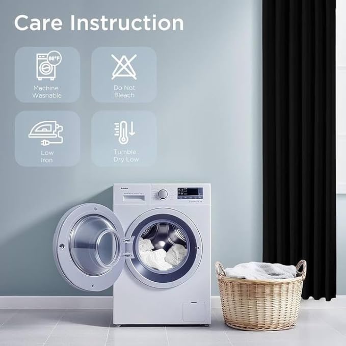 Joydeco Blackout Curtains for Bedroom, Black Out Curtains 108 Inch Long, Room Darkening Noise Reducing Wrinkle-Free Drapes, Black Curtains with Rod Pocket Back Tab 2 Panels (W52 x L108 Inch)