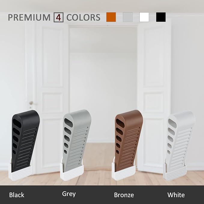 JQK Rubber Door Stopper Wedge, Grey 3 Pack Soft TPR Premium Door Stops for Bottom of Heavy Duty Door on Tile, Concrete, Carpet, Wooden Floor, DSB61-GY-P3