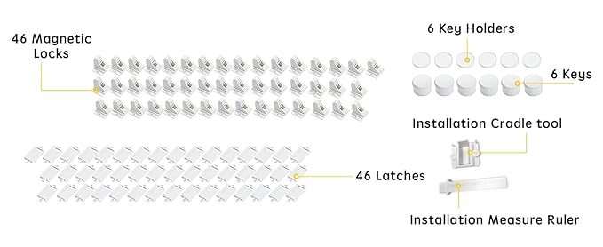 Vmaisi ChildProof Magnetic Cabinet Locks (46 Locks and 6 Keys)