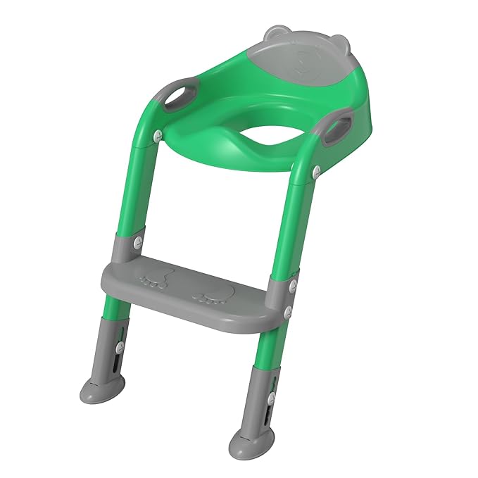 Potty Training Seat with Step Stool Ladder, SKYROKU Potty Training Toilet for Kids Boys Girls Toddlers - Comfortable Safe Potty Seat with Anti-Slip Pads Ladder Grey Green