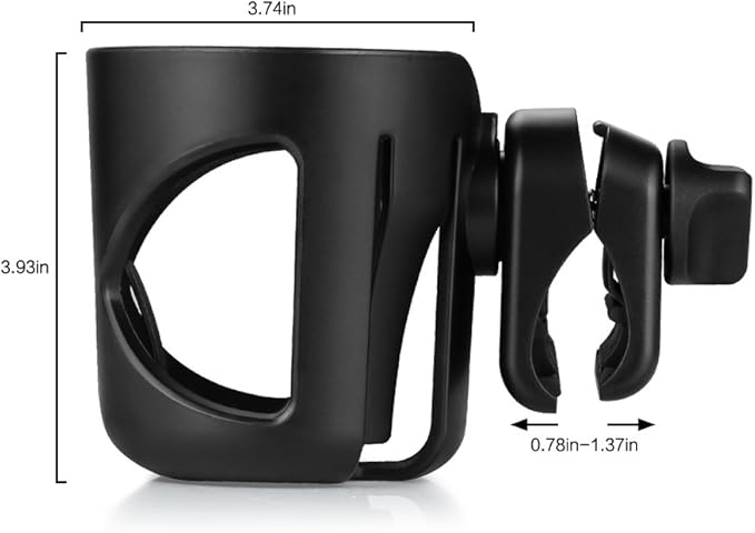 Accmor Universal Cup Holder with Hook, Stroller Cup Holder, 360° Rotatable Large Caliber Designed Bottle Holder for Stroller, Bike, Wheelchair, Walker, Scooter, Black