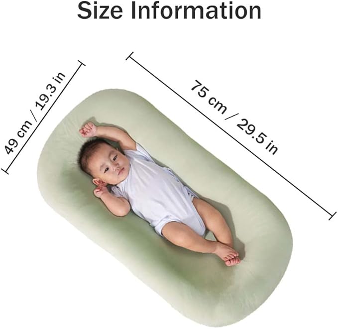 Baby Lounger Pillow Soft Organic Cotton Breathable Infant Lounger for Home and Travel (Pink)