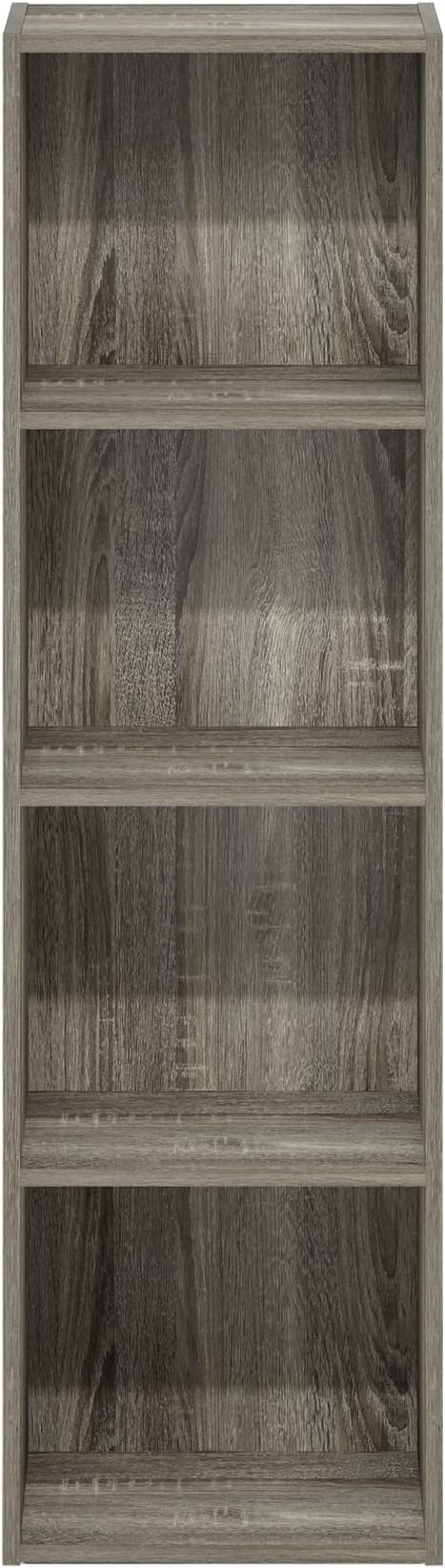 Furinno Luder Bookcase / Book / Storage, 4-Tier Cube, French Oak