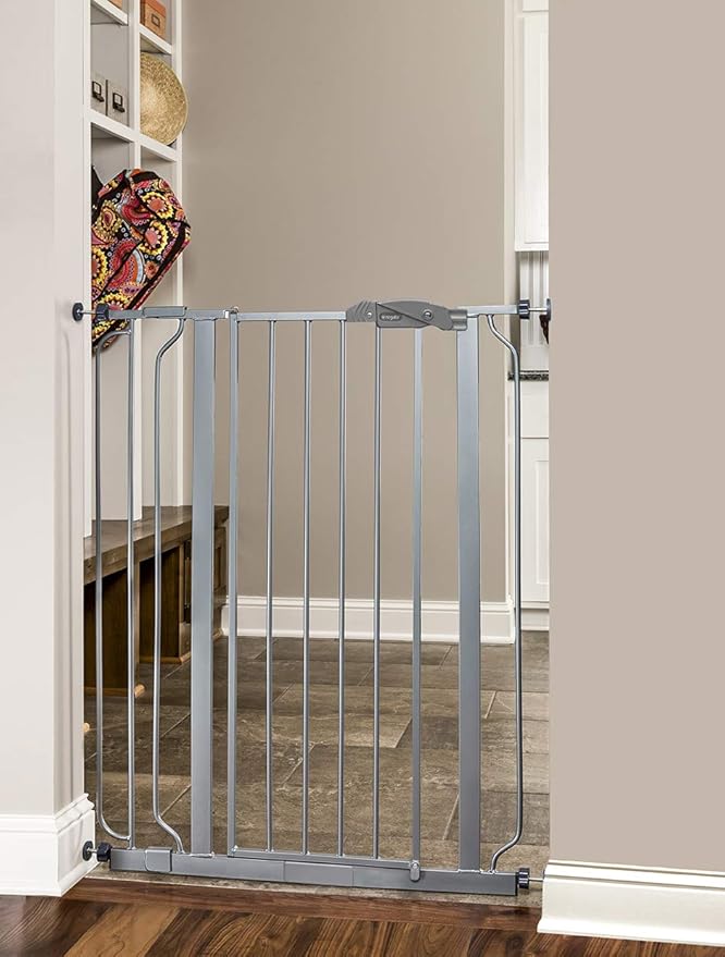 Regalo Easy Step Extra Tall Walk Thru Baby Gate, Bonus Kit, Includes 4-Inch Extension Kit, 4 Pack of Pressure Mount Kit and 4 Pack of Wall Mount Kit, Platinum