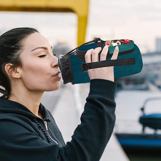 25/32/40/64oz Water Bottle Bag Holder Carrier-Insulated Crossbody Sling Case Sleeve with Strap & Pockets for Men Women Gym Cycling Travel Walking Hiking Camping