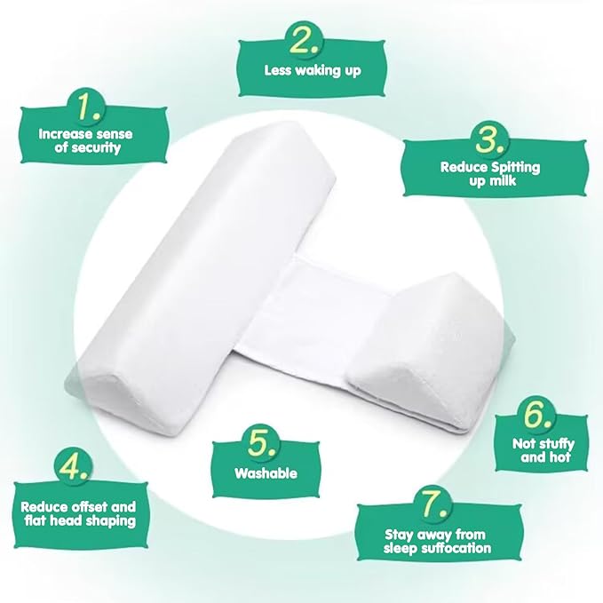Baby Side Sleeper Weddge Adjustable Soft and Breathable Pillow,Gray-1Box