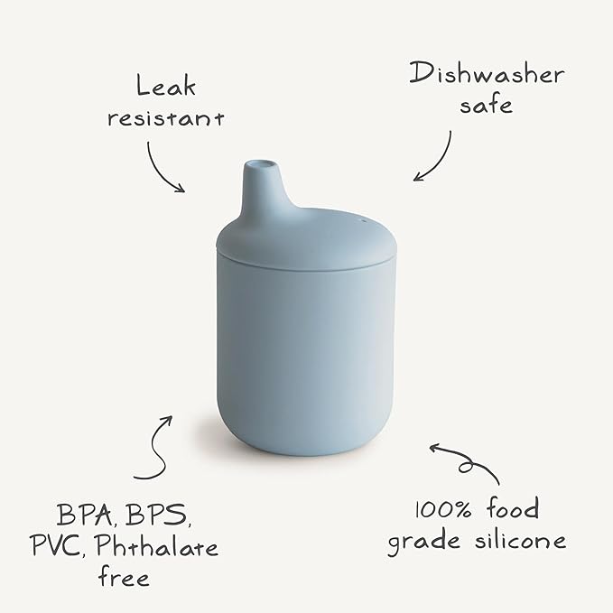 mushie 100% Silicone Baby Sippy Cup | 6 Months+ (Cambridge Blue)