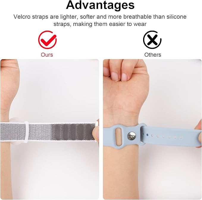 Kids Wristband Compatible with Apple AirTag, Protective Case for Air Tag GPS Tracker Holder with Nylon Bracelet, Adjustable Anti Lost Watch Band for Toddler Child Elder(Grey)