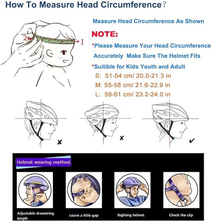 Bike Skateboard Helmet, Adjustable and Multi-Sport for Skate Scooter, 3 Sizes for Adult Youth Kids Toddler