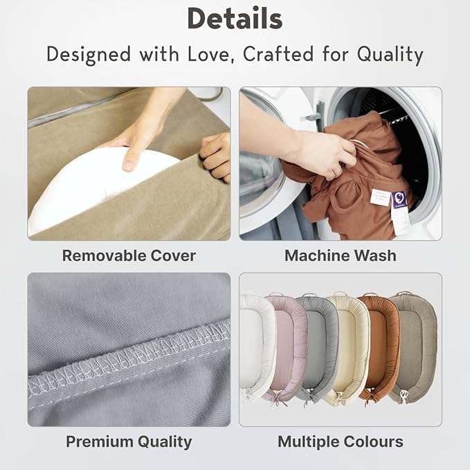 Infant Lounger, Baby Nest Cover for Baby Girls & Boys, Newborn Essentials for Baby 0-18 Months, 100% Cotton Breathable (Lavender_Blush)