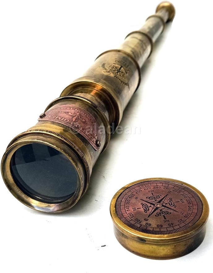 Scout Regiment Brass Telescope 19" London 1940 Broadhurt Clarkson Antique Replica Spyglass Scope High Resolution DF Lens Brilliant Magnification (Scout -19")