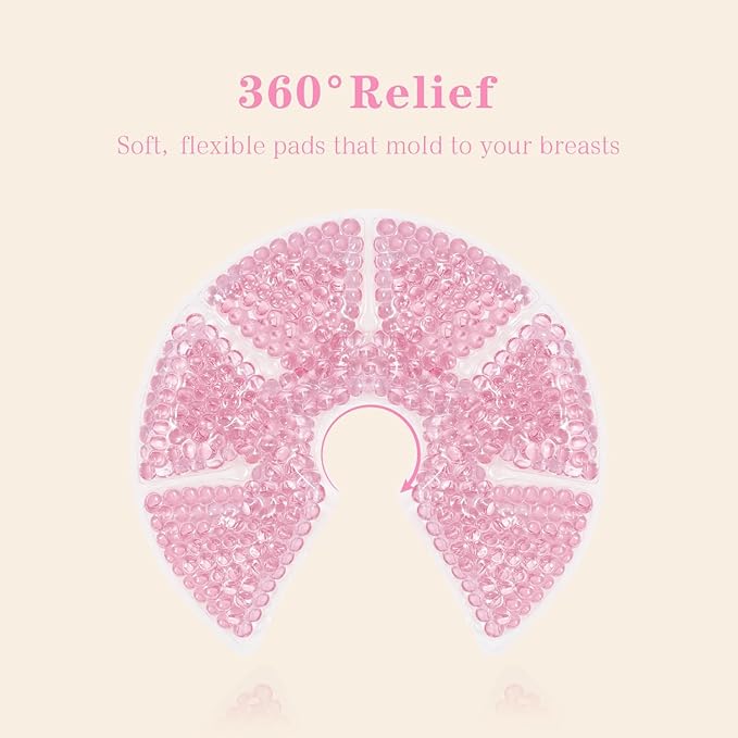 Hot/Cold Breast Gel Bead Ice Packs Breast Cooling/Heat Pads Relief for Breastfeeding, Nursing Pain, Mastitis, Engorgement, Swelling, Plugged Ducts | Boost Milk Let-Down & Production,2 Pack (Pink)