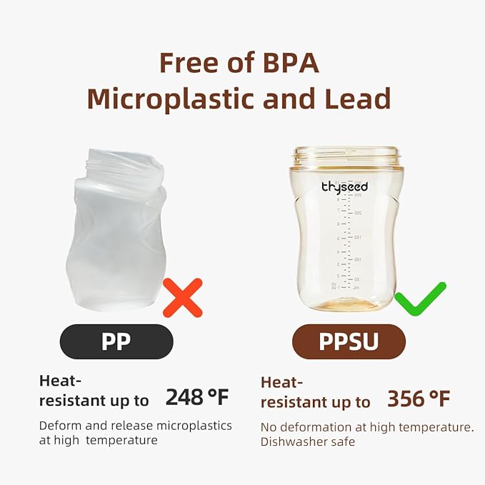 PPSU Natural Breast-Like Bottle with Nipple(0-3 Months),10oz,2pack