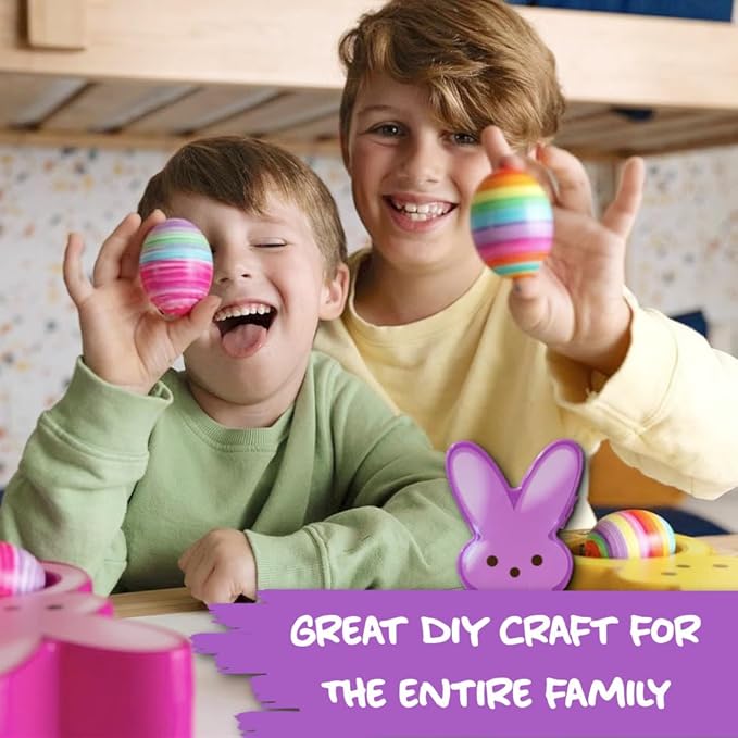 The Eggmazing Egg Decorator - Peeps Bunny - Arts and Craft Set Includes 6 Colorful Quick Drying, Non-Toxic Markers - Purple - Packaging May Vary