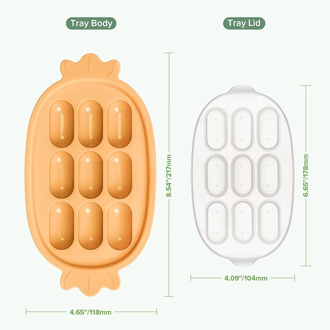 Haakaa Baby Popsicle Mold - Baby Food Maker & Breastmilk Teething Freezer Tray - BPA Free Silicone-Orange