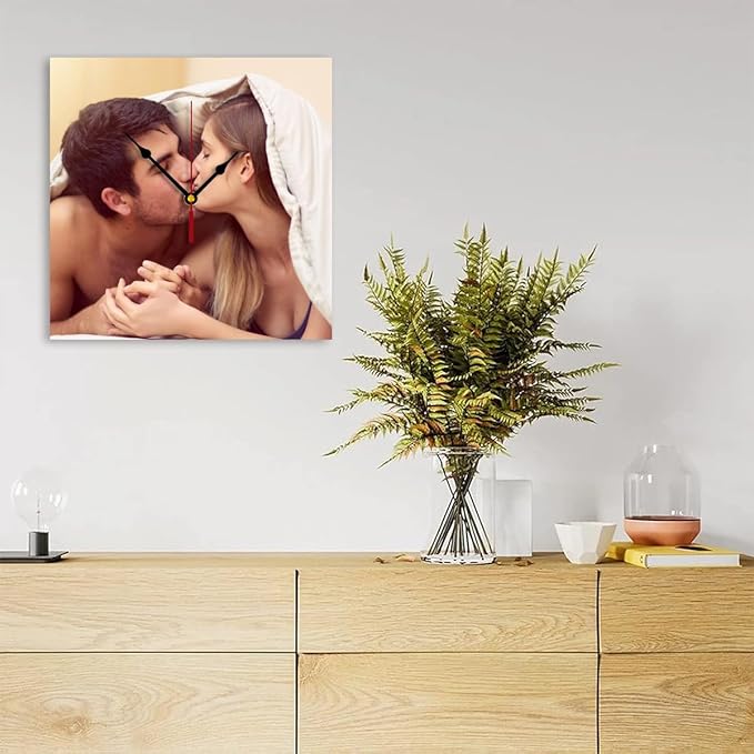 Generic Custom Clocks for Walls Personalized Clocks with Photo Text Logo That PVC Customized Round Silent Clock for Living Room Family Friends Gifts, 10inch-25cm