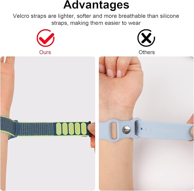 Kids Wristband Compatible with Apple AirTag, Protective Case for Air Tag GPS Tracker Holder with Nylon Bracelet, Adjustable Anti Lost Watch Band for Toddler Child Elder(Dark Blue)