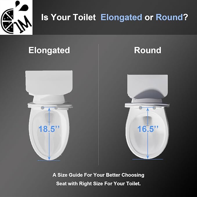 1M Soft Close Toilet Seat Round, Patented Quick Releasing for Easy Cleaning, Anti-Wiggling Design, Easy Installation