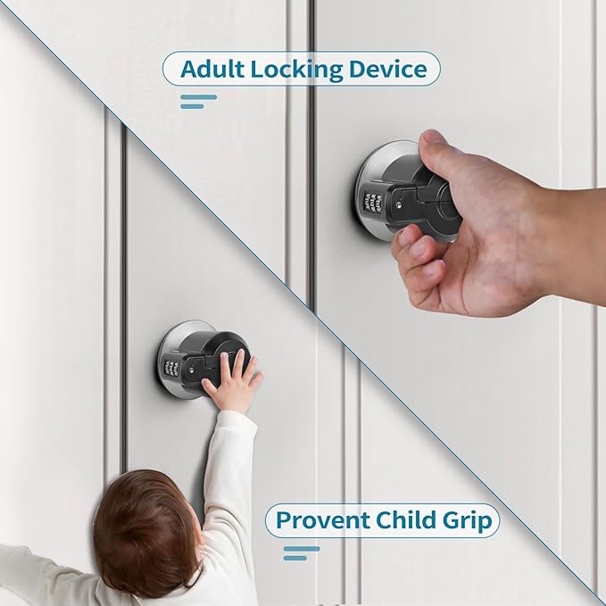 Door Knob Lock Combination Out Device Cover to The Doorknob/Faucet/Water Valve Hose Lock, Temporary Door Handle Combination Lock, Prevents Turning of Door Knob and Access to Keyhole
