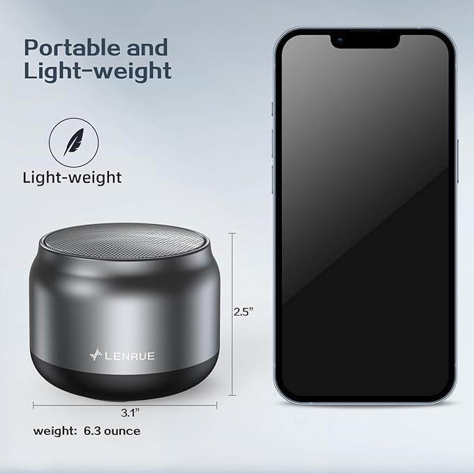 LENRUE Bluetooth Speaker,Small Portable Speakers,Mini Wireless Speaker with 5W Clear Sound,15H Playback Time,Gift for Men/Women/Kids/Boys/Girls,Home and Outdoor Activities (Gray)