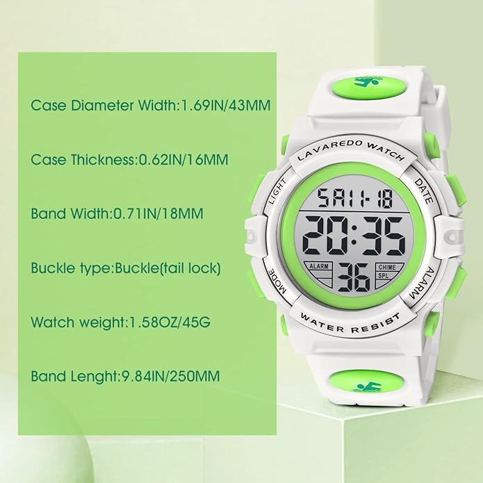 Kids Watch,Boys Watch for 3-15 Year Old Boys,Digital Sport Outdoor Multifunctional Chronograph LED 50 M Waterproof Alarm Calendar Analog Watch for Children with Silicone Band,Kids Gift