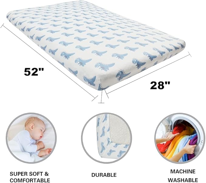 4 Pack Soft Baby Boy Crib Sheets for Standard Crib Mattress Dinosaur Star Cloud Soft Polyester Neutral Unisex Fitted Crib Sheets Set for Baby Boys