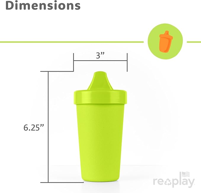 Re-Play Sippy Cups for Toddlers - 10 Oz. Reusable Spill Proof Cups for Kids, Dishwasher/Microwave Safe - Made in USA - Set of 4-3.13" x 6.25" - Tulip