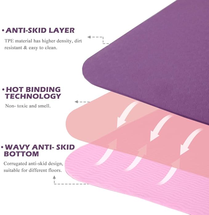 UMINEUX Yoga Mat Extra Thick 1/3'' & 2/5" Non Slip Yoga Mats for Women Eco Friendly TPE Fitness Exercise Mat with Carrying Sling & Storage Bag