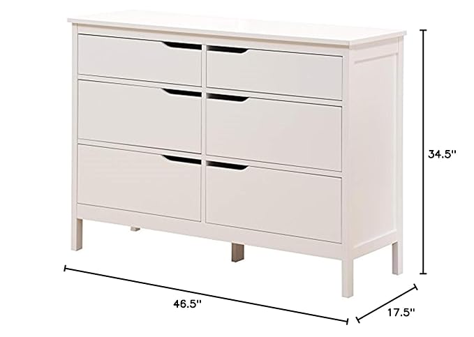 Angel Line Lauren 6 Drawer Dresser, White