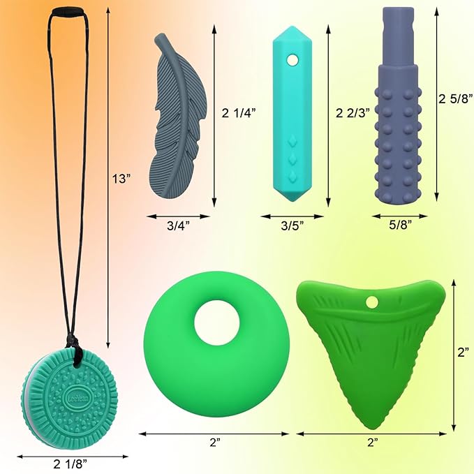 Chewy Necklaces for Sensory Kids, Silicone Chewy Necklaces for Boys and Girls with Autism, ADHD, SPD, Chewing, Oral Motor Therapy Toy