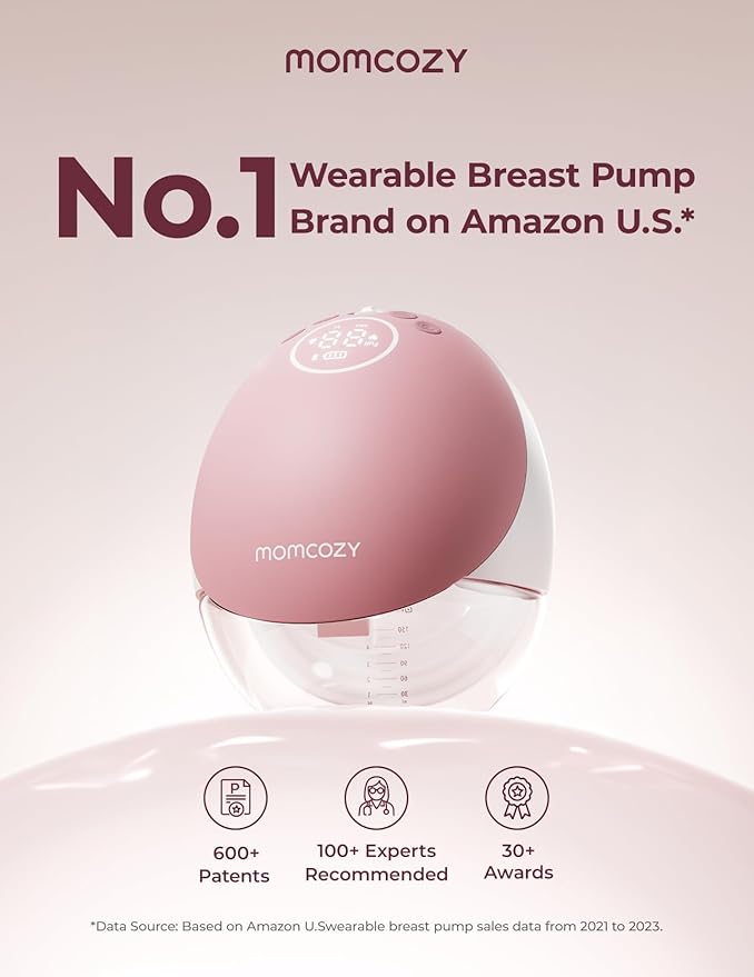 Momcozy Breast Pump Hands Free Upgraded Mobile Flow | M9, App Discreet Control with Personalized Multi-Modes & 15 Levels, Wearable Breast Pump 24mm, 1 Pack Cozy Red