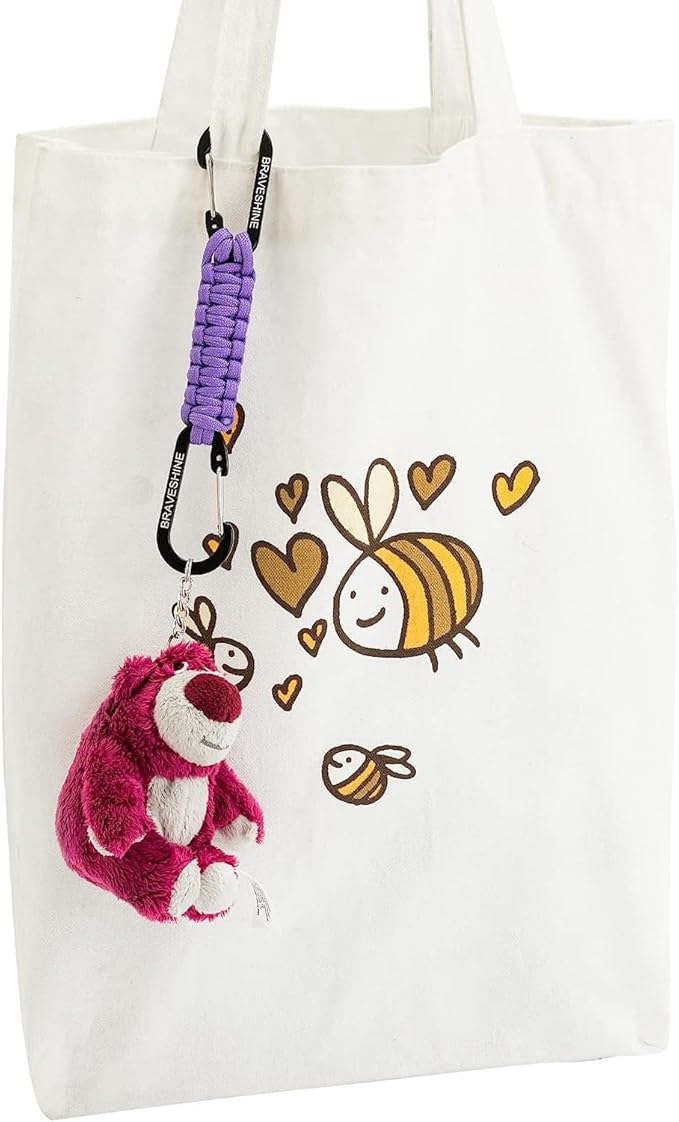 BRAVESHINE Paracord Keychain Carabiner Clip, D Ring Lanyard Hanger Stroller Hook for Water Bottle, Key, Backpacks, Men, Women