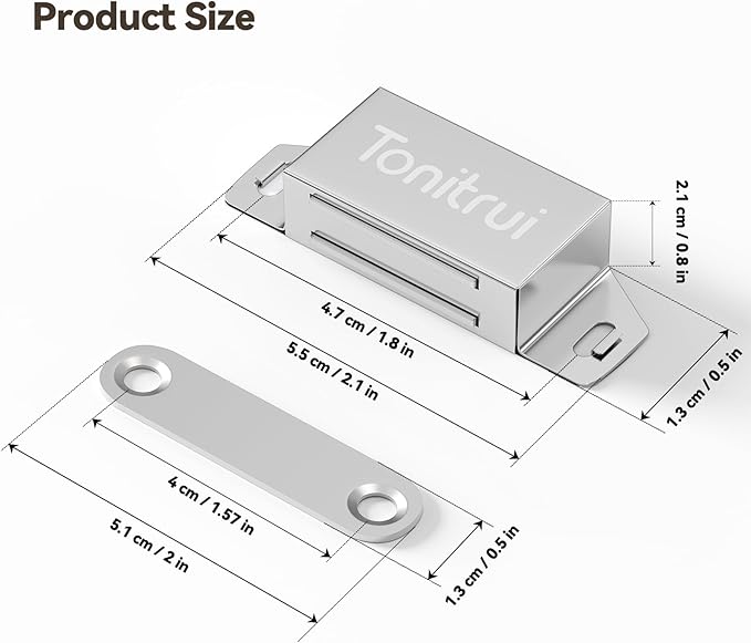 Cabinet Door Magnet, Flat Bottom Cabinet Magnetic Catch with Adhesive, Easy to Install,Only Takes 1 Minute,35lb Magnetic Cabinet Door Drawer Latch (Sliver, 4Pack)