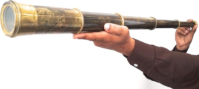 Rare Brass Telescope Spyglass - East India Company 1818 Tracker Vintage Pirate Spyglass Scope Antique Large Handstitched Leather Gift Box (BT-EIC17)