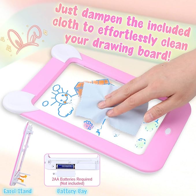 2 Pack Magic Led Drawing Boards for Kids: Light Up Tracing Pad, 8 Light Modes, Drawing Pads for Kids Ages 4-8 with Tracing Cards Markers, Arts Crafts Learning Toy Ideal Gift Toy for Boys Girls
