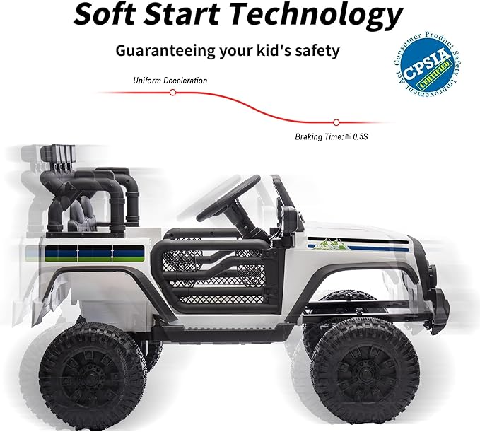 24V Kids Ride on Toy, Kids Electric Vehicles Car Ride on Car Truck for Toddlers with Remote Control, 2x200W Motor - Snow White