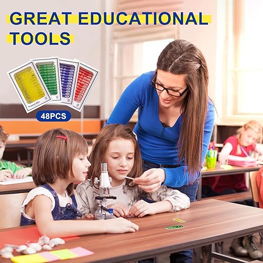 48Pcs Prepared Microscope Slides Specimen Animals Plants Flowers Sample Biological Specimen, Stereo Microscope Slide for Kids Children Students Enlighten Education