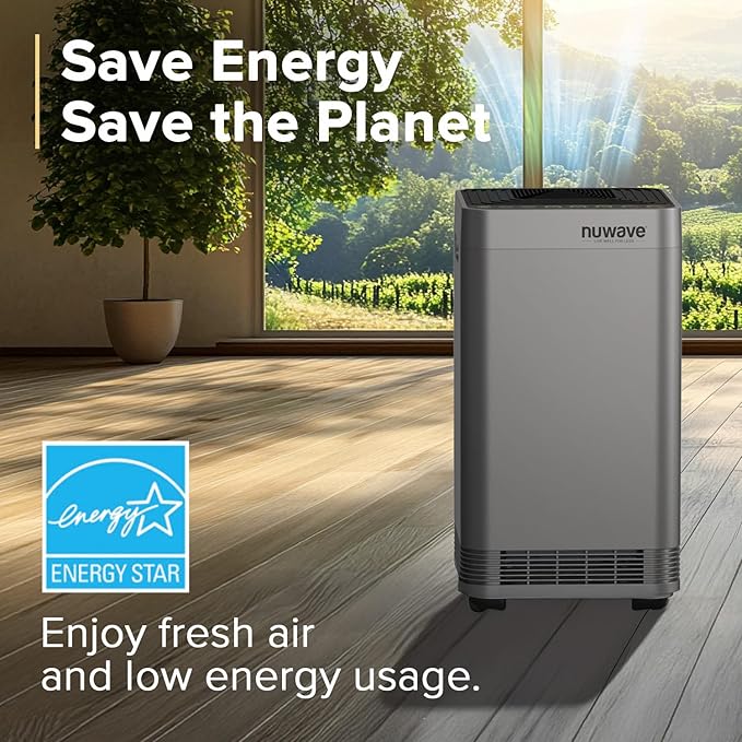 Nuwave Forever Plus Air Purifier for Home with Washable Filter, Massive Areas up to 3,210 Sq Ft, Never Replace Air Filter System, Zero Waste, Zero Filter Replacements, Smart WiFi, 18dB Ultra-Quiet