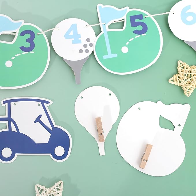 Hole In One First Birthday - Golf 1st Birthday Decorations,Golf 12 Month Photo Banner,Golf 1st Year Photo Banner One High Chair Banner