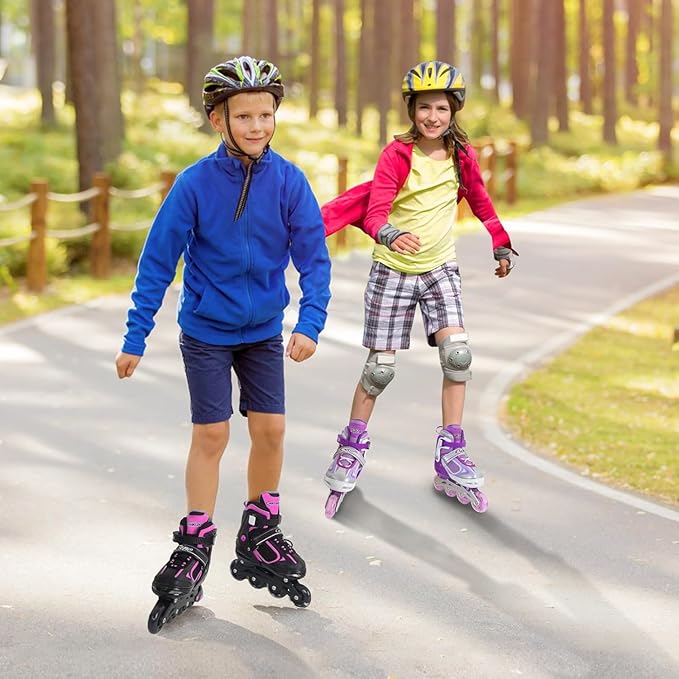 Nattork Blade Roller Skates for Boys with Light Up Wheel, Outdoor & Indoor Illuminating Black Inline Skates for Boys Little Kids Toddler Ages 5-8 4 5 6, Beginners