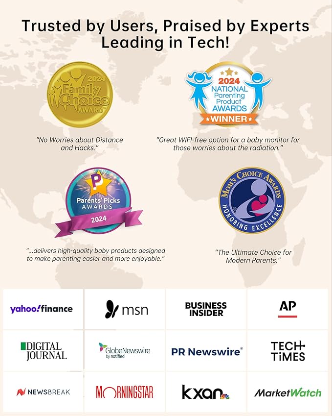 2K Video Baby Monitor with 2 Cameras and Audio, 3000ft Long Range Baby Monitor No WiFi, 5.5" Split Display, VOX - AI Cry Detect, ANR, IR Night Vision, 2-Way Audio, 6000mAh