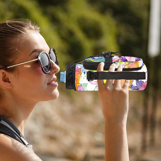 icolor Water Bottle Carrier Bag with Strap 25/32/40 oz Crossbody Bottle Holder with Phone Pocket Sling Sleeve Insulated Neoprene Water Bottle Pouch for Walking Travelling