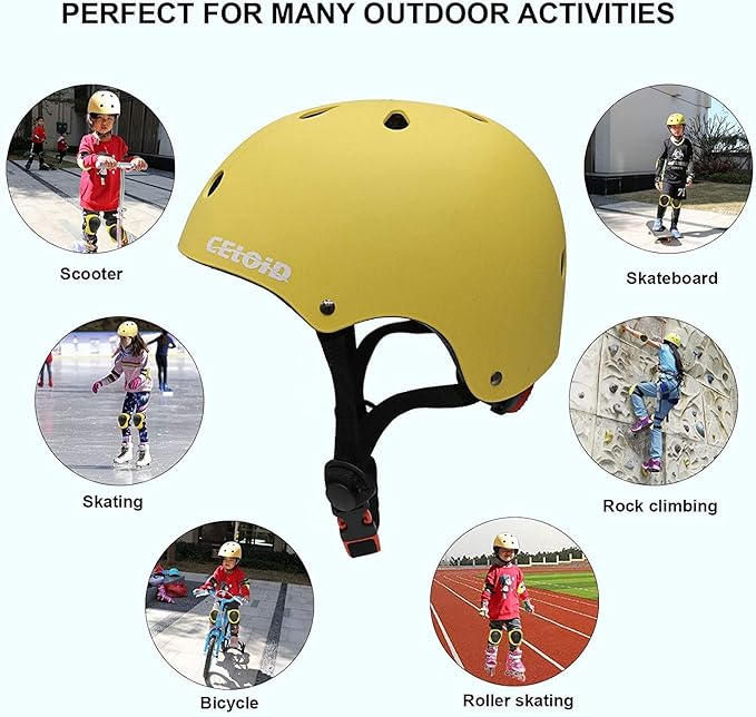 Kids Bike Skateboard Helmet Pad Set,Toddler Cyling Protective Gear Knee & Elbow Pads Wrist Guards for 5-8-10-12-14-16 Years Girls Boys Bicycle Scooter Roller Skate Inline Skating Rollerblading
