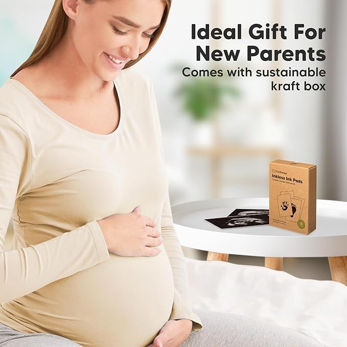 4-Pack Inkless Baby Hand and Footprint Kit - Mess Free Ink Pad for Newborn Keepsake, Dog Nose & Paw Print Kit, Clean Touch Ink Pad for Baby Hand & Footprints, Ideal New Mom Gifts (Midnights)