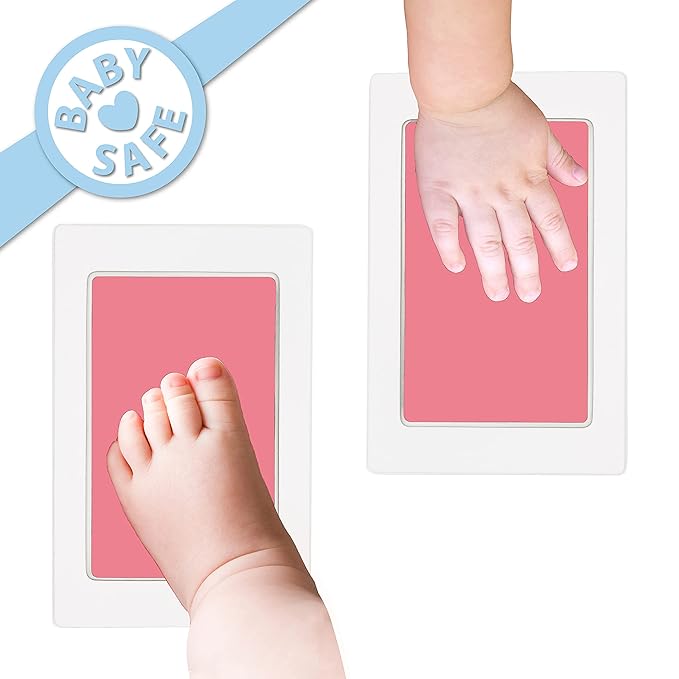 Extra Large Clean Touch Ink Pad for Baby Handprints and Footprints – Inkless Infant Hand & Foot Stamp – Safe for Babies, Doesn’t Touch Skin – Perfect Family Memory or Gift by Tiny Gifts, Pink