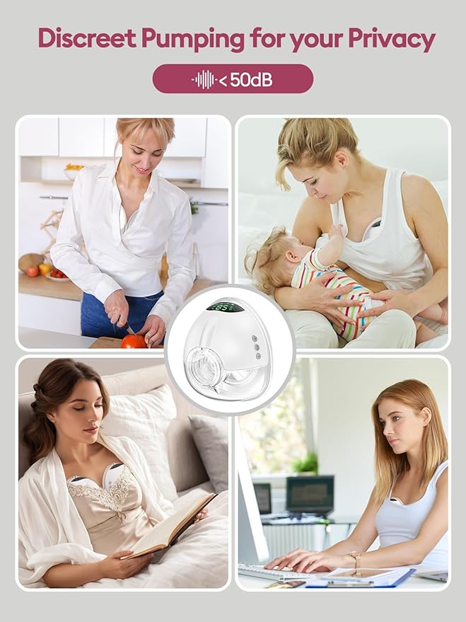 Lulia Breast Pump Hands Free, Wearable Breastfeeding Pump, 4 Modes & 9 Levels, Portable, Painless, Low Noise, BPA Free, Electric Breast Pump with 17/19/21/24MM Flange(1 Pack)