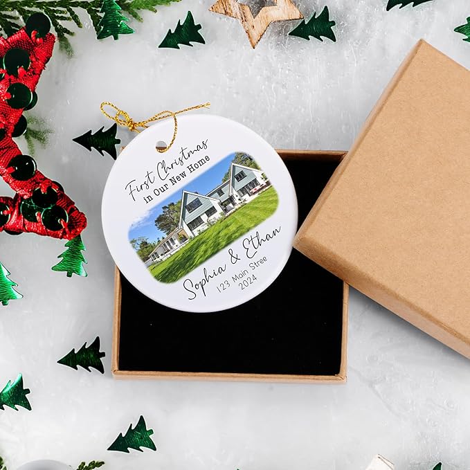 Personalized First Christmas in Our New Home Ornament 2025, New House Address Christmas Ornaments, Housewarming Gift for New Homeowners, Couples, or Family