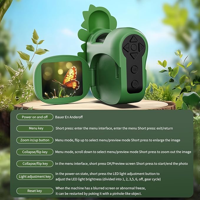 1600X Handheld Microscope for Kids 2" IPS Screen Kit Mini Pocket Digital Microscopes STEM Science with Slides Photo Video Rechargeable Portable Scope Gift for Ages 6-12 (Green)